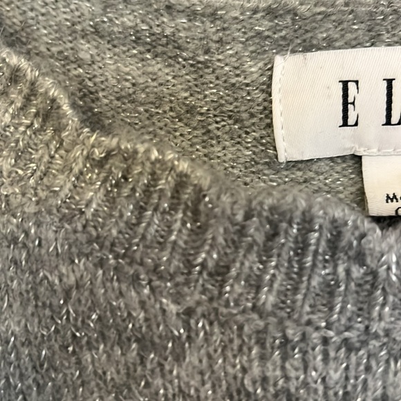 ELLE Gray/Silver/White Crewneck Argyle Sweater w/Scallop Detail, Sz Small, GUC. - Picture 4 of 9